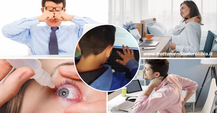 Smart working e didattica a distanza: aumento di mal di schiena e vista offuscata