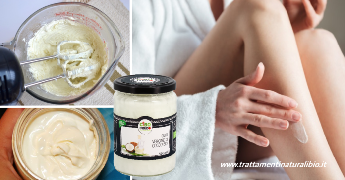 Crema idratante corpo all'olio di cocco azione levigante e protettiva Crema idratante corpo all'olio di cocco azione levigante e protettiva
